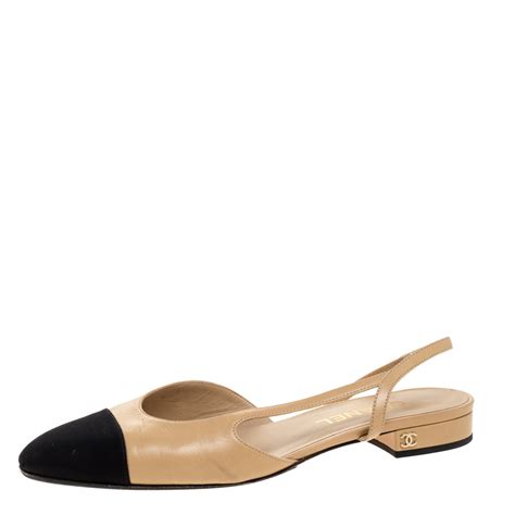 chanel cap toe slingbacks|Chanel slingback beige and black.